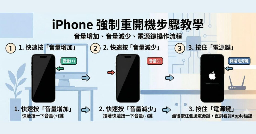 iPhone黑屏怎麼辦?完整教學+故障判斷,一篇搞懂要不要維修!2026台北市中山區 3 iPhone強制重開機