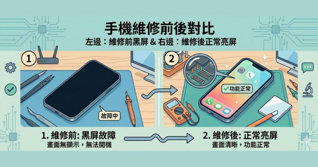 iPhone黑屏怎麼辦?完整教學+故障判斷,一篇搞懂要不要維修!2026台北市中山區 7 iphone黑屏維修對比