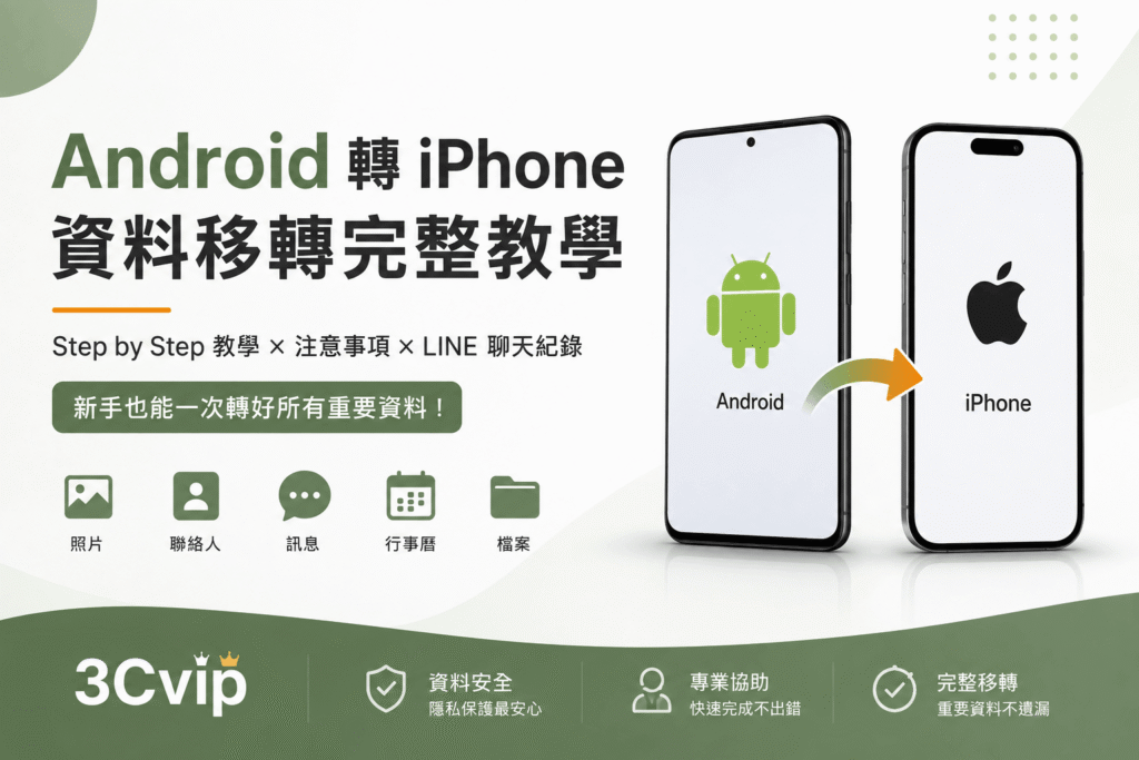Android 轉 iPhone 怎麼轉？2026 資料轉移完整教學，照片、LINE、聯絡人一次搞懂