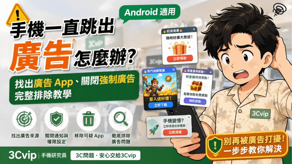 手機一直跳出廣告怎麼辦？找出廣告 App、關閉強制廣告完整教學