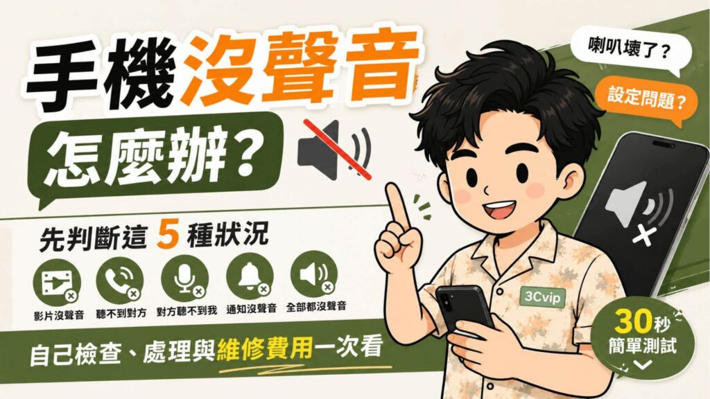 手機沒聲音怎麼辦？先判斷這 5 種狀況，自己檢查、處理與維修費用一次看