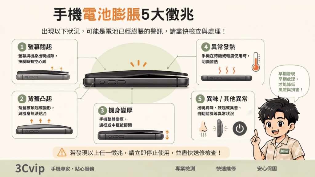 手機電池膨脹5大徵兆
