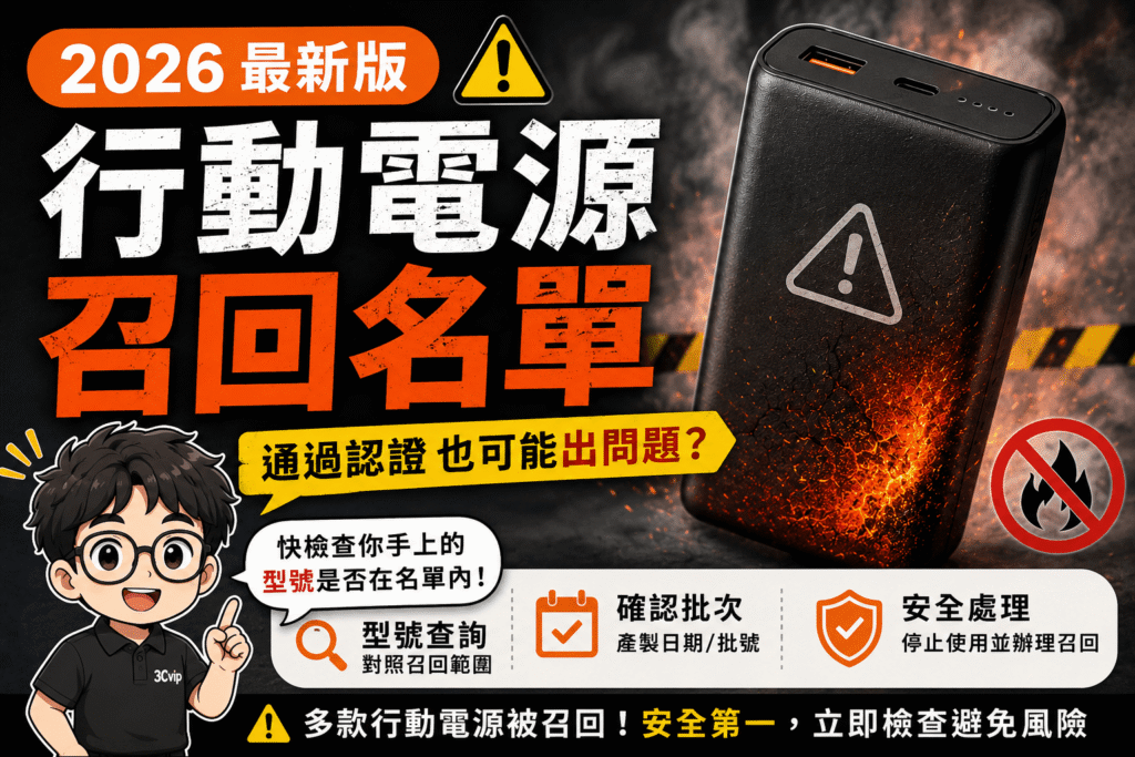 2026 行動電源召回名單｜通過認證也可能出問題？型號查詢與安全處理方式
